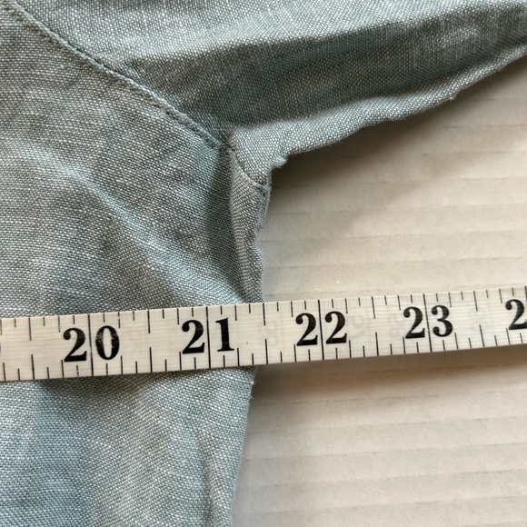 Sigrid Olsen 100% Linen Button Down sage color Shirt LARGE - Picture 8 of 10